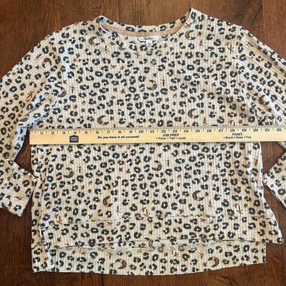 Roudelain Loungewear Pajama Set L Thermal Leopard Animal Print Cozy Luxe PJs - Picture 7 of 12